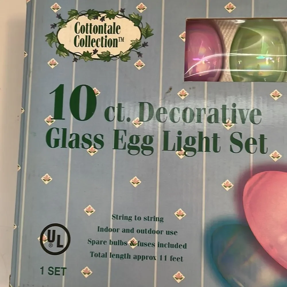 Vtg new in box 2001 Cottontale‎ Collection 10 Decorative Glass Egg light set